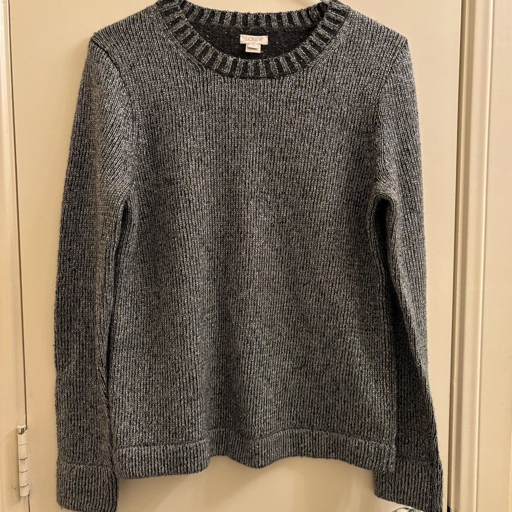 J Crew Metallic Metallized Fiber Lambs Wool Knit Crew Neck Sweater Size Small